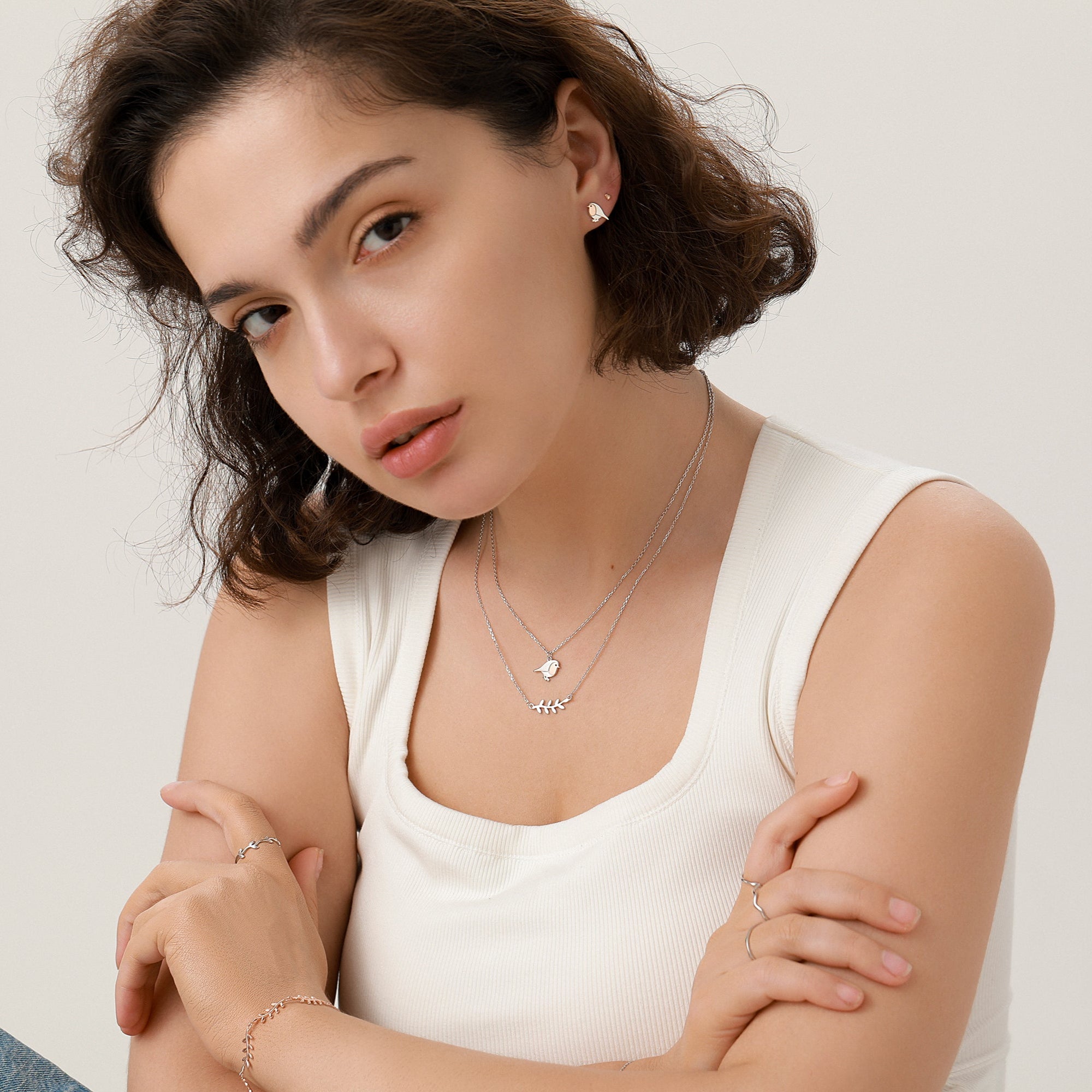 Robin Bird Stud Earrings in Sterling Silver, Silver Bird Earrings, Silver and Rose Gold, Nature Inspired, Christmas, Bundle Available