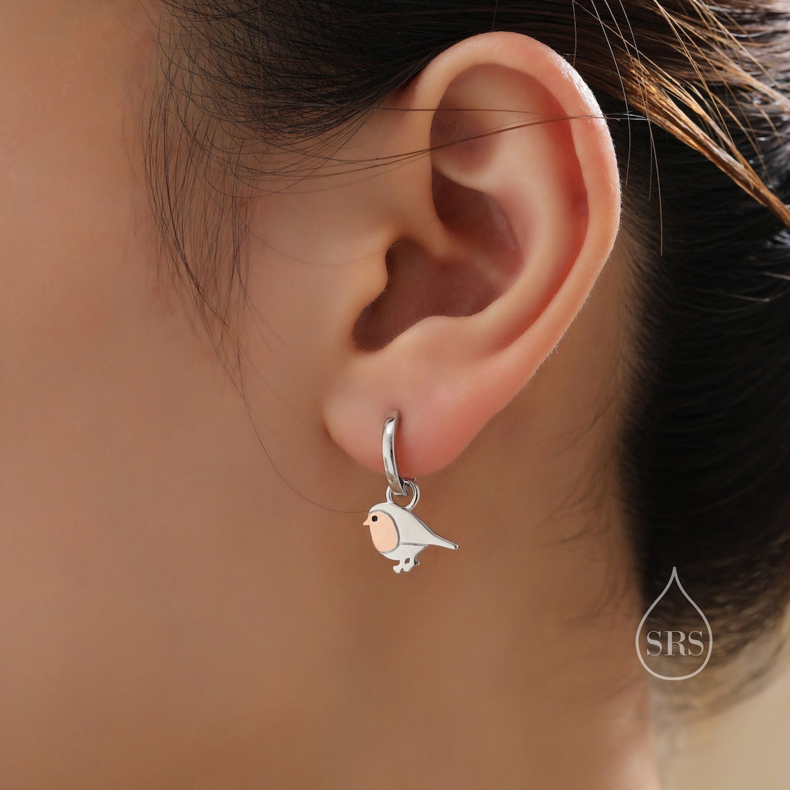 Robin Bird Stud Earrings in Sterling Silver, Silver Bird Earrings, Silver and Rose Gold, Nature Inspired, Christmas, Bundle Available