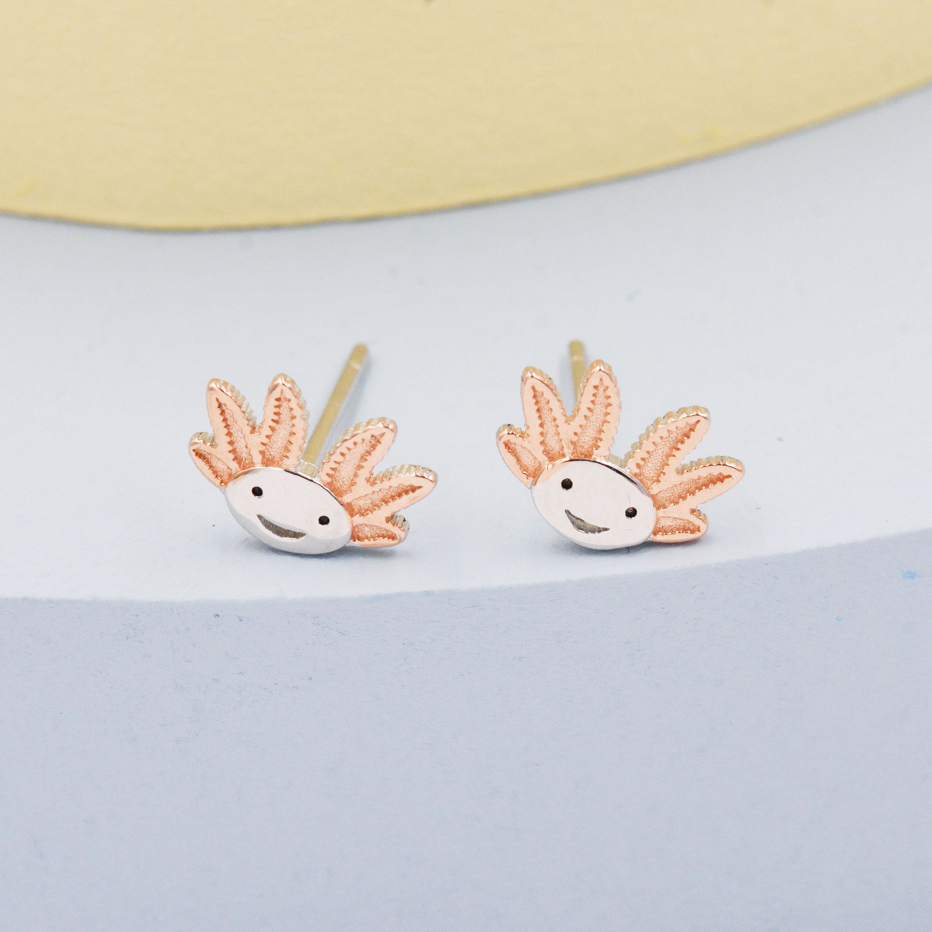 Axolotl Stud Earrings in Sterling Silver - Sea Creature Stud Earrings - Tiny Earrings - Pet Lover - Cute, Fun, Whimsical