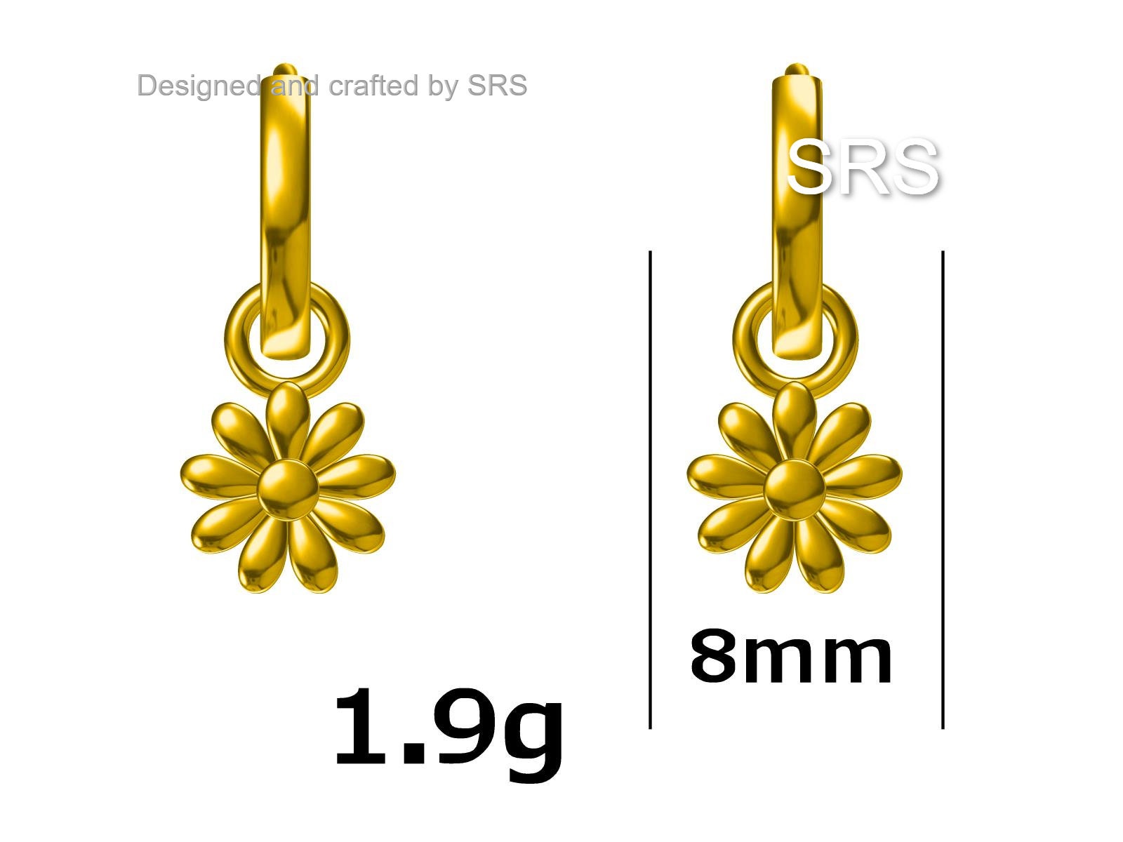 Little Daisy Flower Charmed Hoop Earrings in Sterling Silver - Cute Flower Blossom Huggie Hoop Earrings  -   Fun, Whimsical