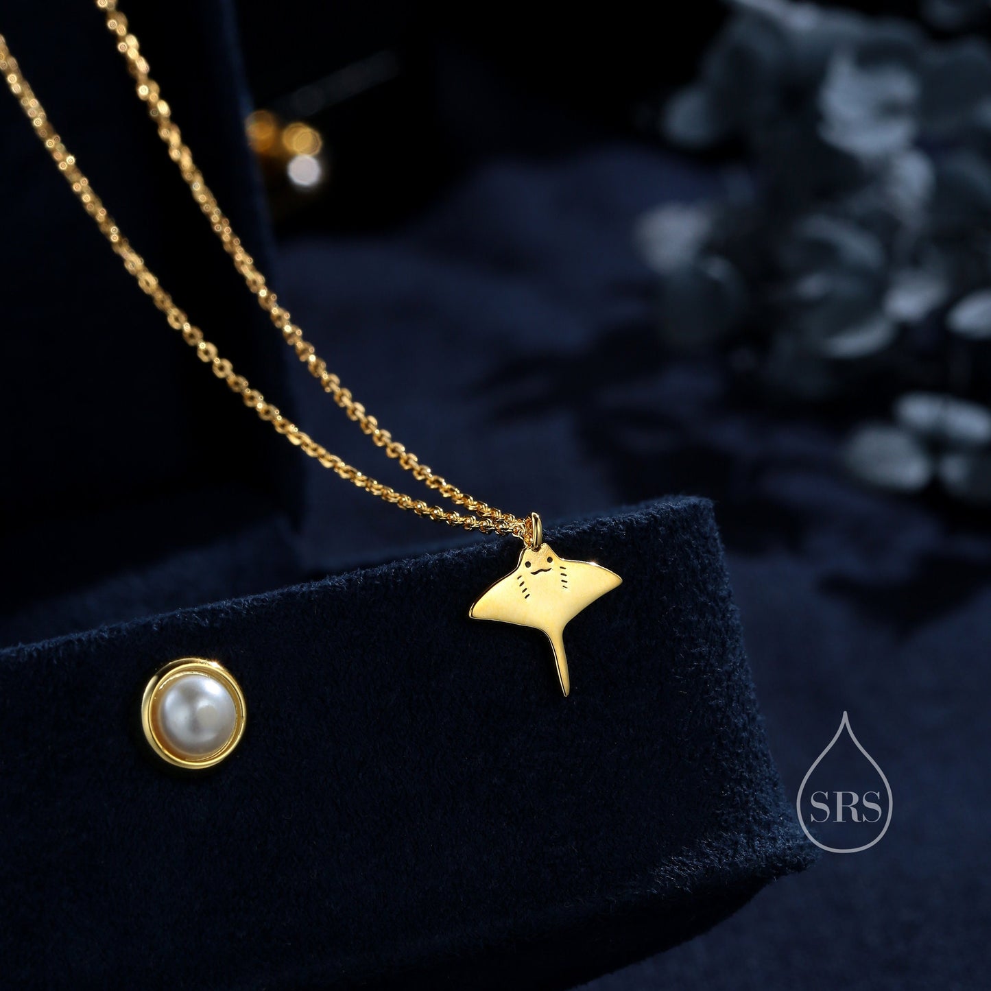 Mismatched Kawaii Hammerhead Shark and Manta Ray Stud Earrings in Sterling Silver, Silver or Gold or Rose Gold,  Asymmetric Fish Earrings, Bundle Available