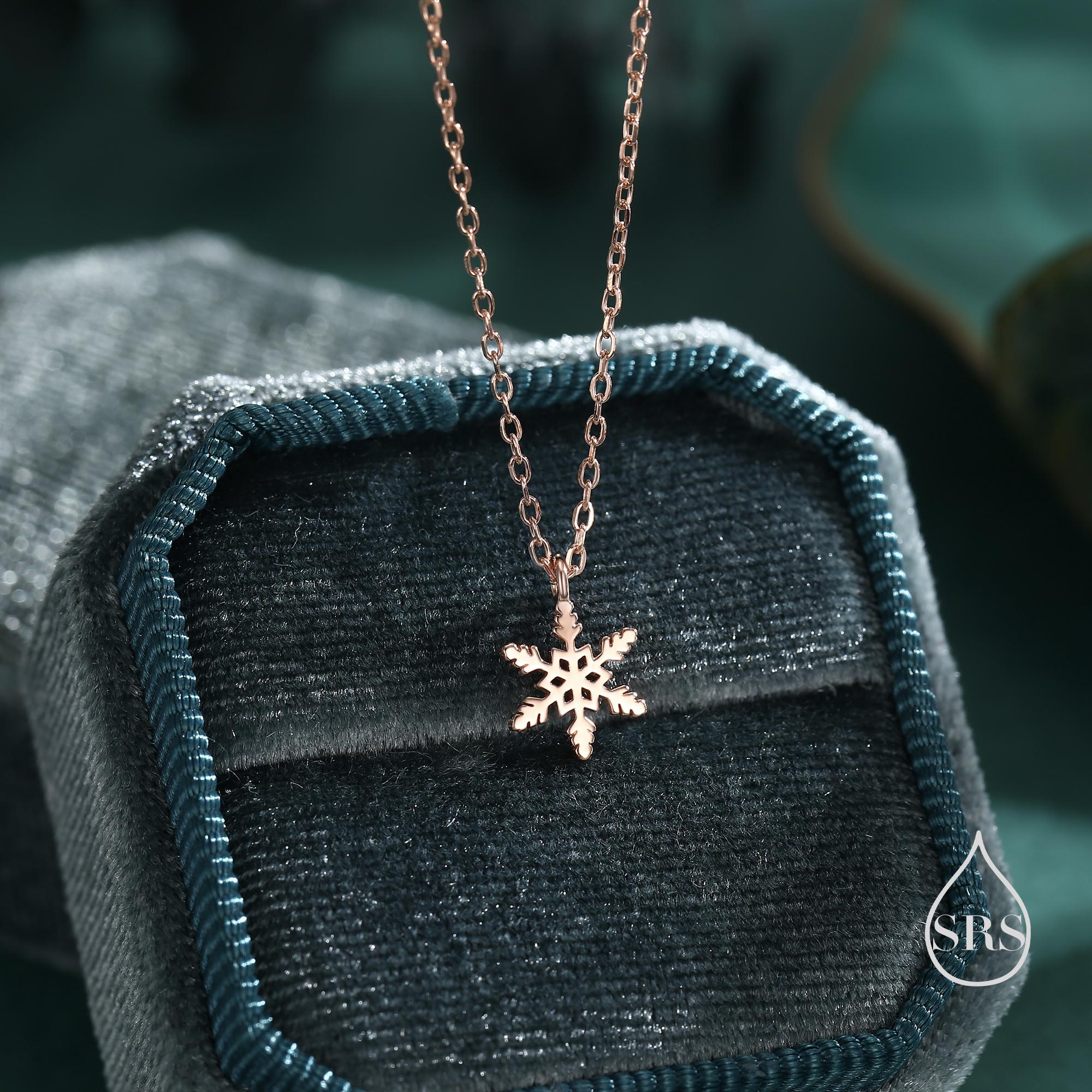 Very Small Snowflake Pendant Necklace in Sterling Silver, Cute Snowflake Necklace, Silver Snow Necklace