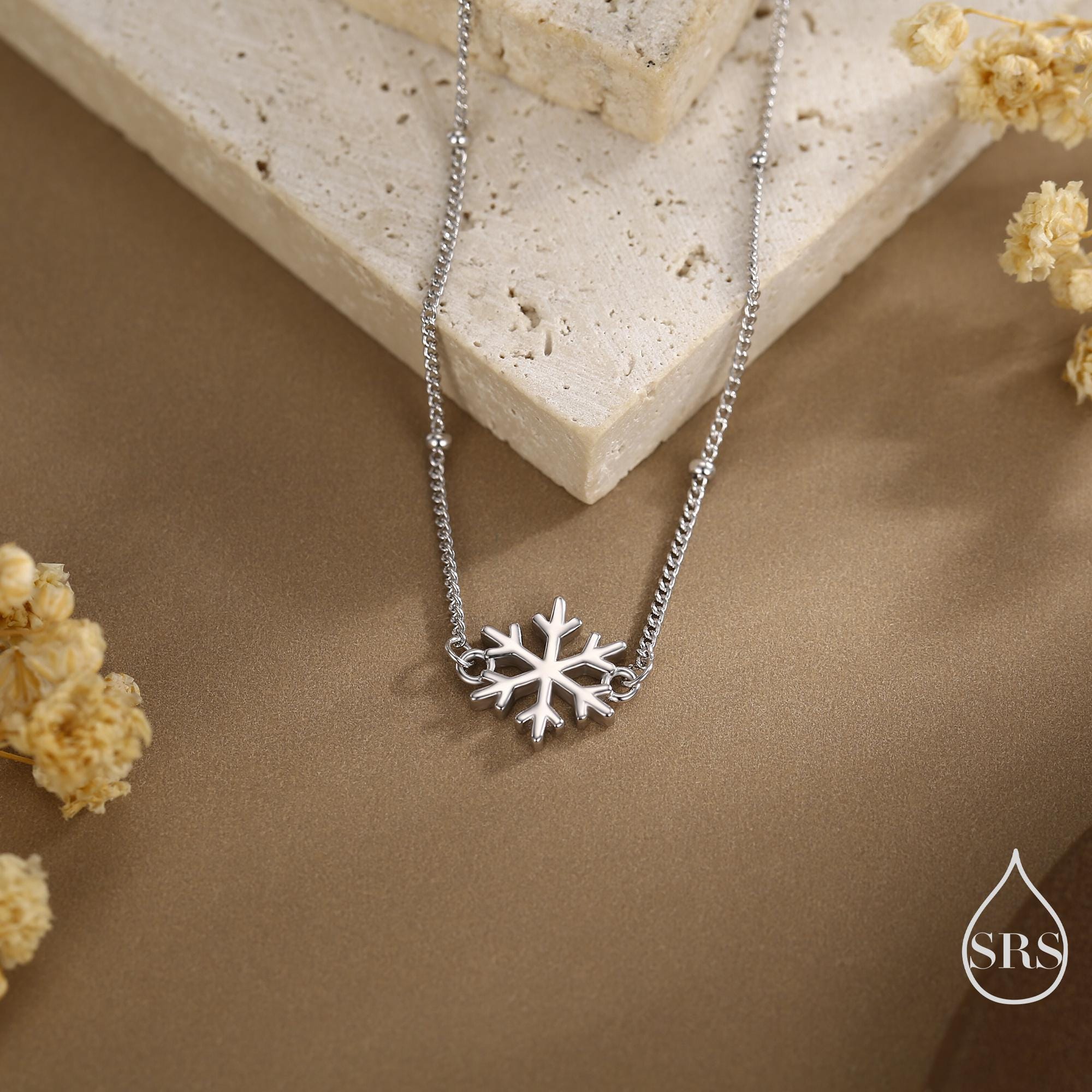 Sterling Silver Snowflake Bracelet, Silver or Gold or Rose gold, Snowflake Charm Bracelet, Extra Delicate and Dainty